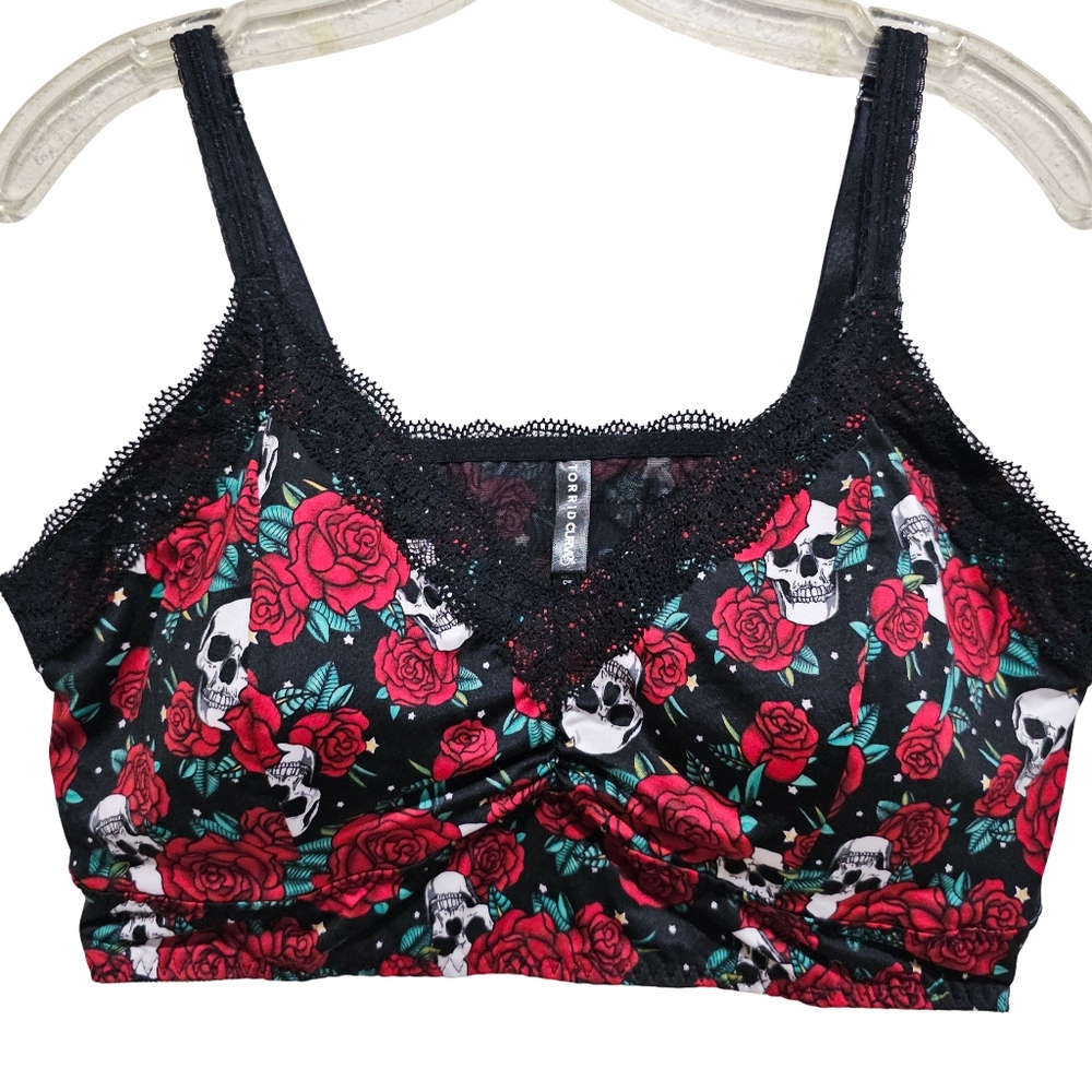 Torrid Black and Red Skull Rose Bralette size 3X